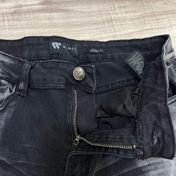 Waimea Distressed Black/ Gray Skinny Fit Jeans Size 34 - Picture 7 of 11